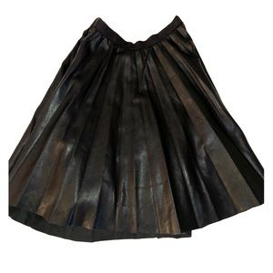 Faux leather Black pleated skater skirt